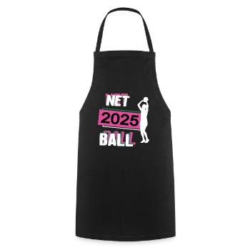 Netball 2025 Netballerin Netballspielerin - Kochschürze - Schwarz - Vorne - AI Model Male 185 dark (185cm)