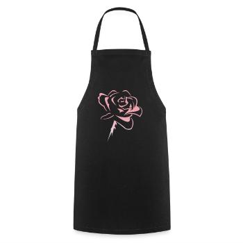 Flower, rose - Cooking Apron - black - Front - AI Model Male 185 dark (185cm)