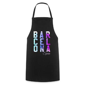 Vintage Abstrait Barcelone - Tablier de cuisine - noir - Devant - AI Model Male 185 dark (185cm)