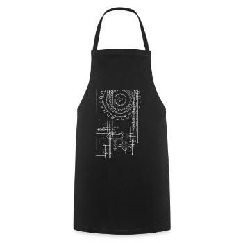 Roue engrenage (blanc) - Tablier de cuisine - noir - Devant - AI Model Male 185 dark (185cm)