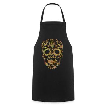 Totenkopf Skull Schädel - Kochschürze - Schwarz - Vorne - AI Model Male 185 dark (185cm)