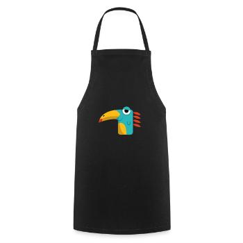 Drôle d’oiseau Dino Illustration pour les enfants - Tablier de cuisine - noir - Devant - AI Model Male 185 dark (185cm)