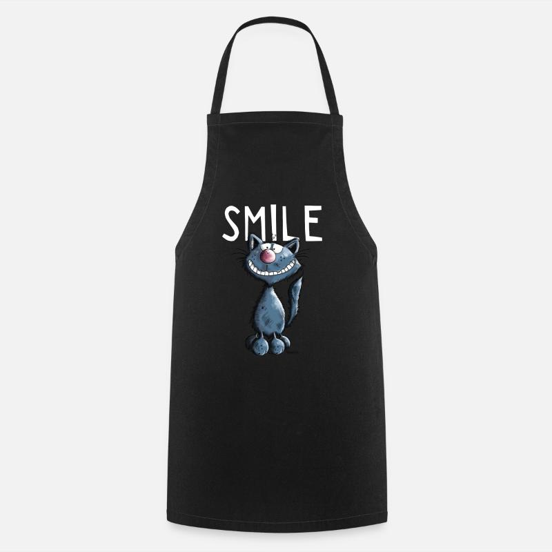 Drôle Chat dessin animé - Cadeau - Tablier de cuisine - noir
