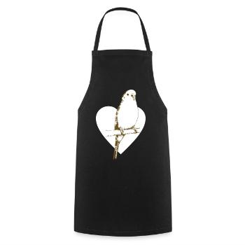 Pinson doux sur cœur - Tablier de cuisine - noir - Devant - AI Model Male 185 dark (185cm)