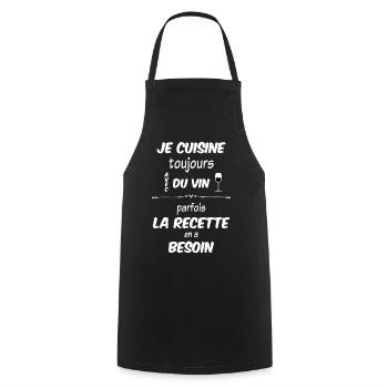 tablier de cuisine Je cuisine toujours avec du vin - Tablier de cuisine - noir - Devant - AI Model Male 185 dark (185cm)