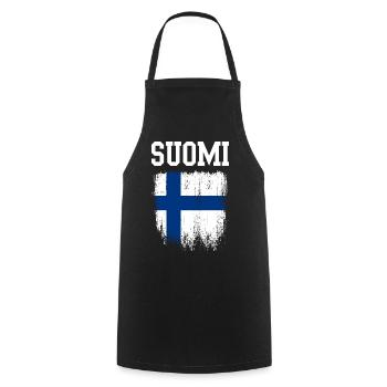 Suomi Distressed Finnish Flag - Cooking Apron - black - Front - AI Model Male 185 dark (185cm)