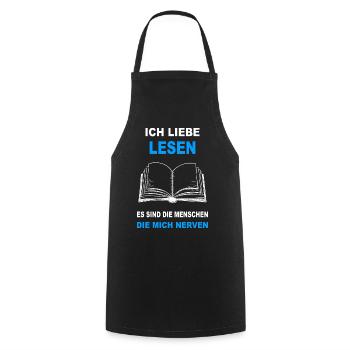 Buch Lesen Bücher Literatur Leser Leseratte Buch - Kochschürze - Schwarz - Vorne - AI Model Male 185 dark (185cm)