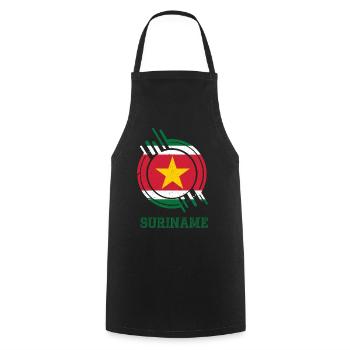 Suriname Runder Schild Landesfarben - Kochschürze - Schwarz - Vorne - AI Model Male 185 dark (185cm)