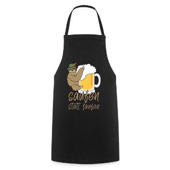 Saufen statt Laufen Faultier Bier Lustige Sprüche - Kochschürze - Schwarz - Vorne - AI Model Male 185 dark (185cm)