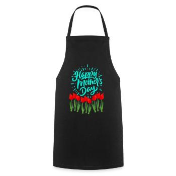 Bright Mother's Day Tulips - Cooking Apron - black - Front - AI Model Male 185 dark (185cm)