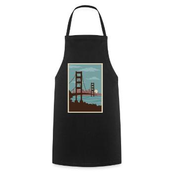Golden Gate de San Francisco, illustration vintage - Tablier de cuisine - noir - Devant - AI Model Male 185 dark (185cm)