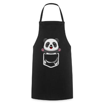 Panda Bear in Breast Pocket Shirt Pocket Pocket - Cooking Apron - black - Front - AI Model Male 185 dark (185cm)