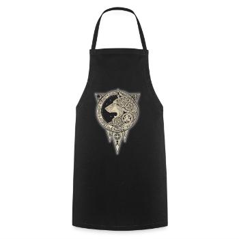 Cheval Celtique Doré sur Fond Noir - Tablier de cuisine - noir - Devant - AI Model Male 185 dark (185cm)