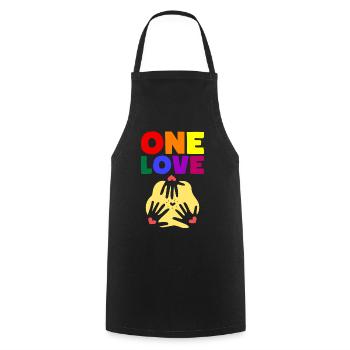 One Love - Kochschürze - Schwarz - Vorne - AI Model Male 185 dark (185cm)