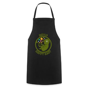 Hello Happy Baby - Women Pregnancy Announcement - Cooking Apron - black - Front - AI Model Male 185 dark (185cm)