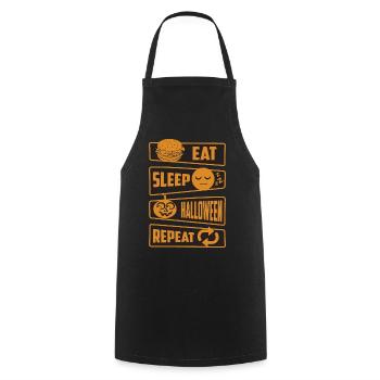 Manger, dormir, Halloween, répéter - Tablier de cuisine - noir - Devant - AI Model Male 185 dark (185cm)
