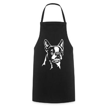 Boston Terrier Head "Black Edition" - Cooking Apron - black - Front - AI Model Male 185 dark (185cm)