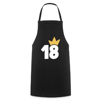 18 Crown number 18 - Cooking Apron - black - Front - AI Model Male 185 dark (185cm)