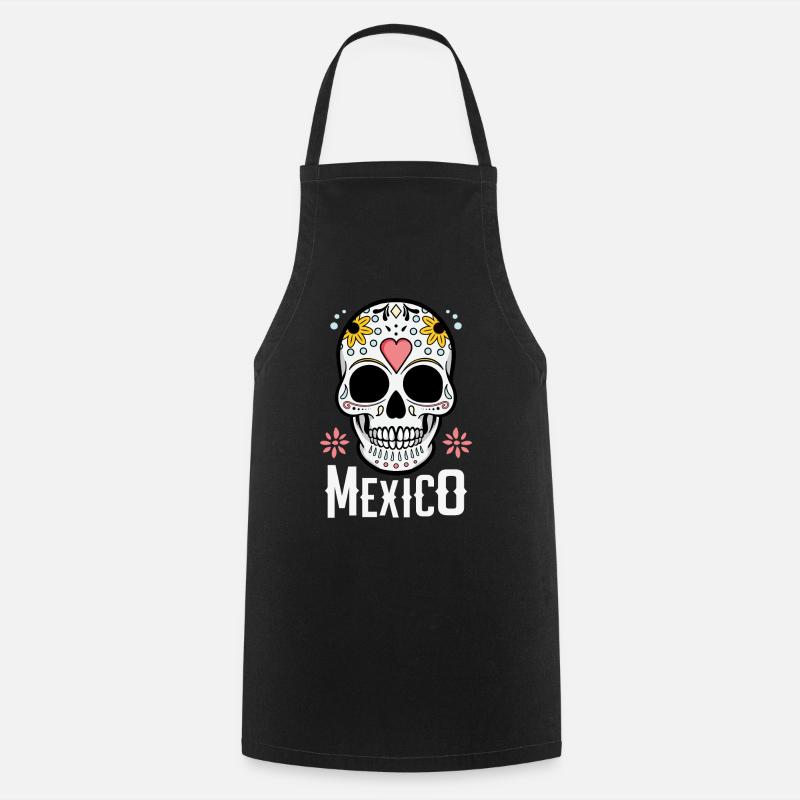 Sugar Skull Mexico - Cooking Apron - black