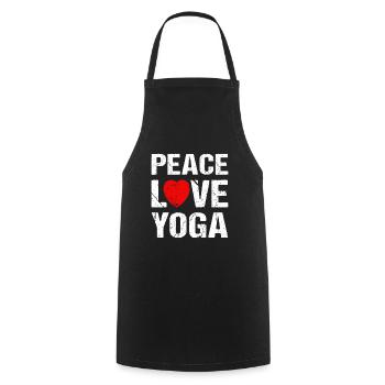 Peace Love Yoga - Cooking Apron - black - Front - AI Model Male 185 dark (185cm)