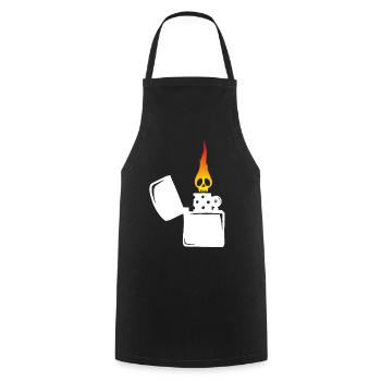 flaming skull and white lighter - Cooking Apron - black - Front - AI Model Male 185 dark (185cm)
