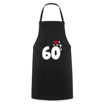 60 cœurs 60e anniversaire - Tablier de cuisine - noir - Devant - AI Model Male 185 dark (185cm)