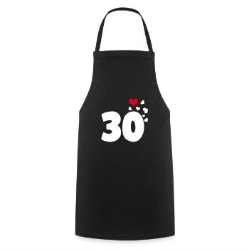 30 Herzen 30. Geburtstag - Kochschürze - Schwarz - Vorne - AI Model Male 185 dark (185cm)