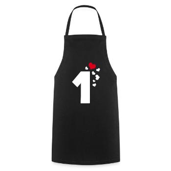 1 Heart Number One 1st Anniversary - Cooking Apron - black - Front - AI Model Male 185 dark (185cm)