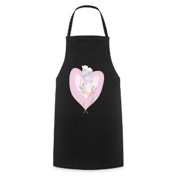 Sanfte weiße Tulpe Herz Illustration - Kochschürze - Schwarz - Vorne - AI Model Male 185 dark (185cm)