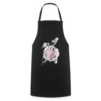 and heart - Cooking Apron - black - Front - AI Model Male 185 dark (185cm)
