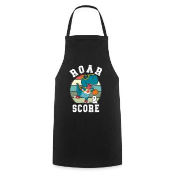 Basketball Dino T-Rex Player Sports Comic Cartoon - Cooking Apron - black - Front - AI Model Male 185 dark (185cm)