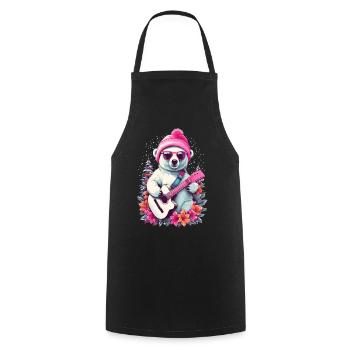 Ours polaire mignon avec guitare - Tablier de cuisine - noir - Devant - AI Model Male 185 dark (185cm)