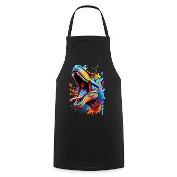T-Rex Coloré - Dinosaure Tyrannosaurus Rex - Tablier de cuisine - noir - Devant - AI Model Male 185 dark (185cm)
