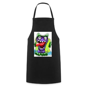 Bunter Cartoon Monster mit Riesenzunge - Kochschürze - Schwarz - Vorne - AI Model Male 185 dark (185cm)