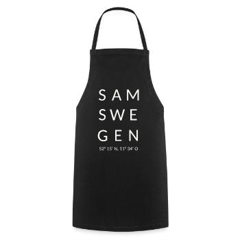 Samswegen weiß - Kochschürze - Schwarz - Vorne - AI Model Male 185 dark (185cm)