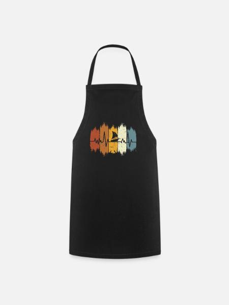 Retro Motorboat Heartbeat Motorboat - Cooking Apron - black