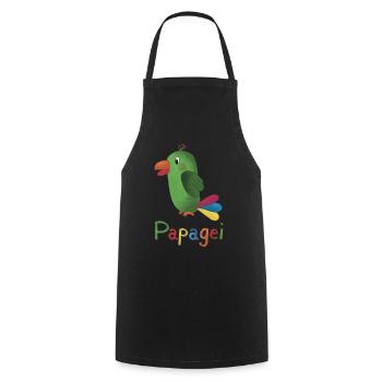 Papagei – Buntes Tiermotiv 🦜🌈 - Kochschürze - Schwarz - Vorne - AI Model Male 185 dark (185cm)