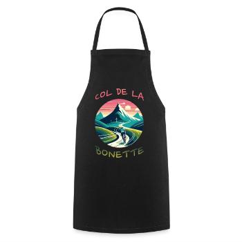Col de la Bonette: The Challenge of the Alps - Cooking Apron - black - Front - AI Model Male 185 dark (185cm)