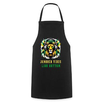 Jamaica lion reggae design - Cooking Apron - black - Front - AI Model Male 185 dark (185cm)