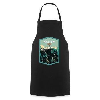 Illustration Cap de Roca, Lighthouse, Portugal - Cooking Apron - black - Front - AI Model Male 185 dark (185cm)