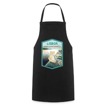 Monument to the Discoveries, Belém, Lisbon - Cooking Apron - black - Front - AI Model Male 185 dark (185cm)