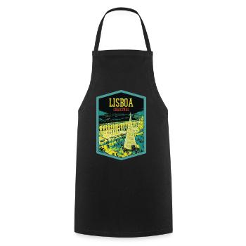 Illustration Commerce Square, Christmas in Lisbon - Cooking Apron - black - Front - AI Model Male 185 dark (185cm)