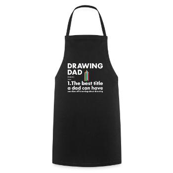 Drawer Dad Definition Drawing - Kochschürze - Schwarz - Vorne - AI Model Male 185 dark (185cm)