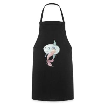 Friends of the Sea – Mermaid with Sunfish - Cooking Apron - black - Front - AI Model Male 185 dark (185cm)
