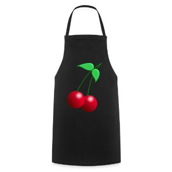 Twin cherries with leaves - Cooking Apron - black - Front - AI Model Male 185 dark (185cm)