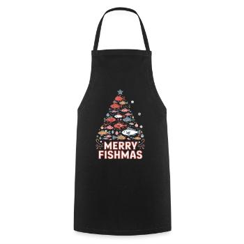 Funny Christmas Tree with Fish for Holiday - Kochschürze - Schwarz - Vorne - AI Model Male 185 dark (185cm)