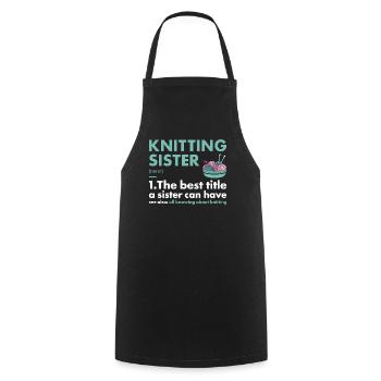 Knitter Sister Definition Knitting - Cooking Apron - black - Front - AI Model Male 185 dark (185cm)