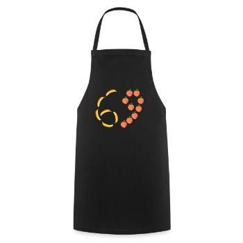 Fruit Motif Bananas and Peaches - Cooking Apron - black - Front - AI Model Male 185 dark (185cm)
