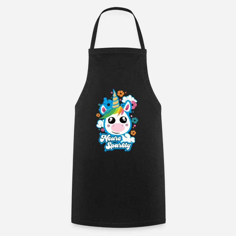 Neuro Sparkly Licorne mignonne - Tablier de cuisine - noir