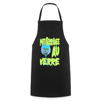 Mediterranean by Glass - Surealism petiteToulon - Cooking Apron - black - Front - AI Model Male 185 dark (185cm)
